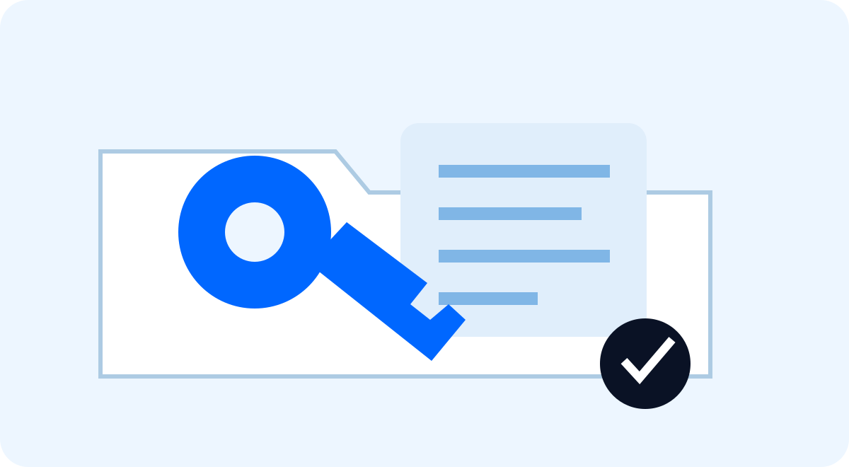 A website access key sits beside a folder of documented handover responsibilities.