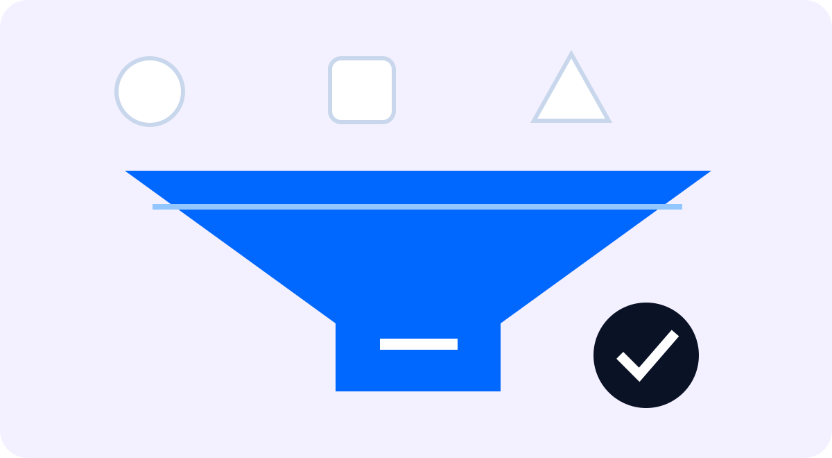 Different search requests pass through a service-fit filter toward a relevant inquiry.